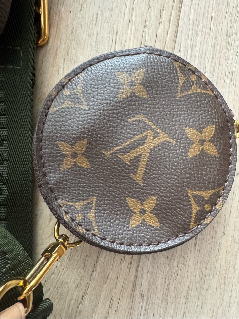 Louis Vuitton Monogram Multi-Pochette Accessoires in Brown with Green Strap - Picture 9 of 10